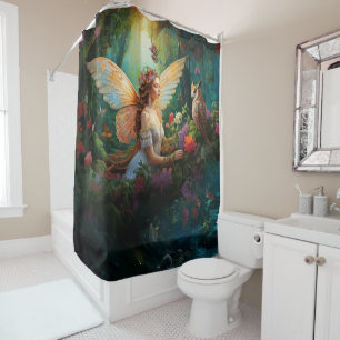 Rideaux De Douche Un étang féerique magique Texte décoratif magique