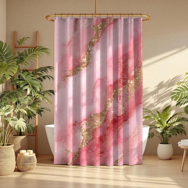 Rideaux De Douche Un fond en marbre rose luxueux (Créateur téléchargé)