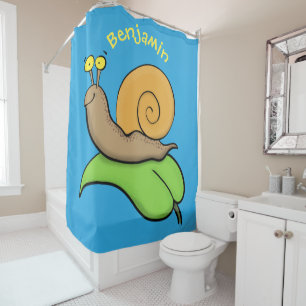 Rideaux De Douche Un mignon escargot heureux sur une illustration d'