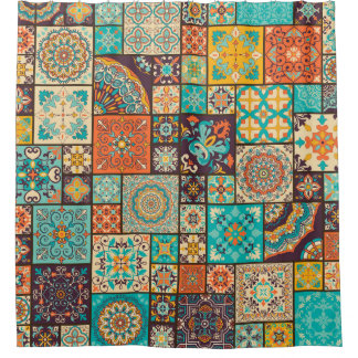 Rideaux De Douche Un motif en tuiles arabes et islamiques.