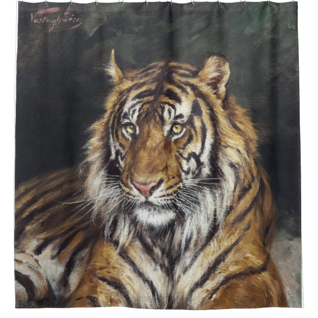 Rideaux De Douche Un tigre rectangle (1866-1919) peinture à l'huile  (Devant)