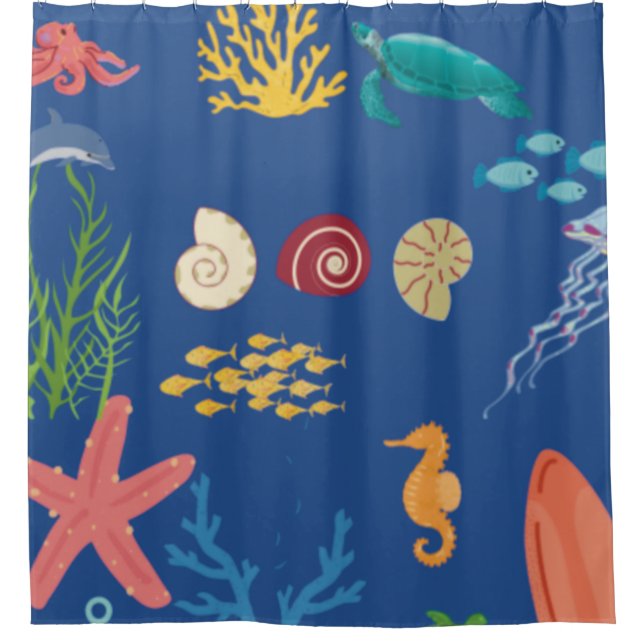 Rideaux De Douche “Underwater Paradise: Sea Creatures curtin (Devant)