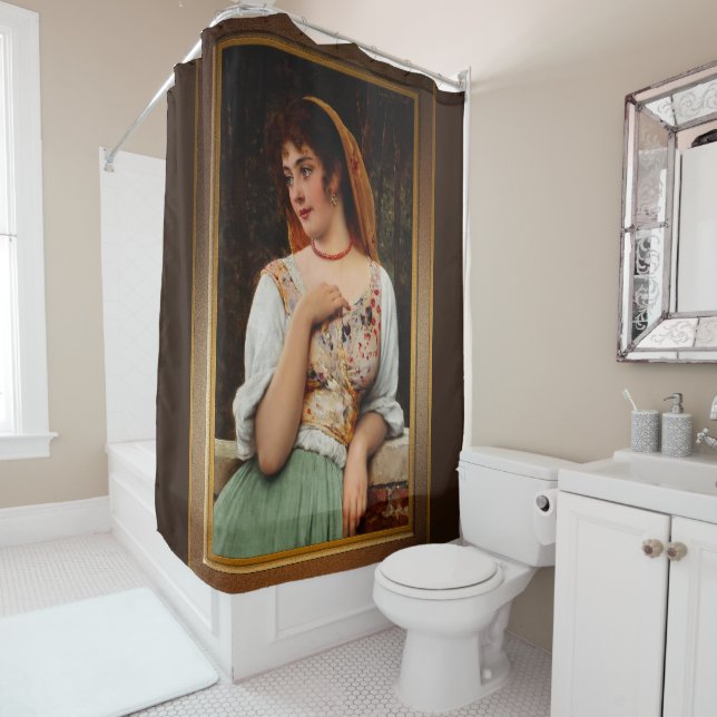 Rideaux De Douche Une beauté pensive par Eugen von Blaas (En situation)