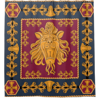 Rideaux De Douche Une écharpe avec une grosse tête de lion de couleu