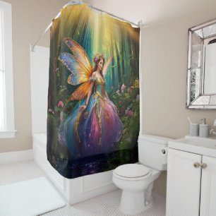 Rideaux De Douche Une fée magique dans une forêt enchantée