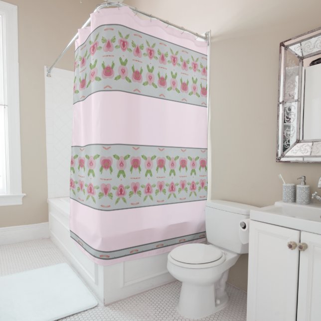 Rideaux De Douche Une florale rose chic et chic (En situation)