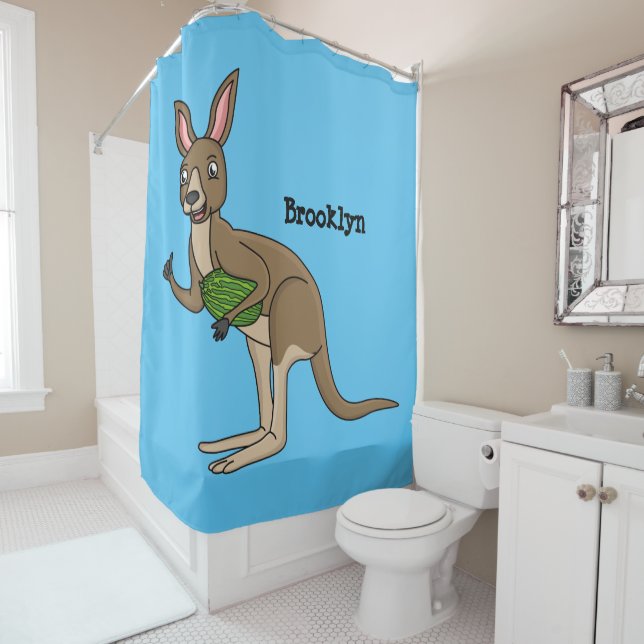 Rideaux De Douche Une jolie illustration de kangourou australien (En situation)
