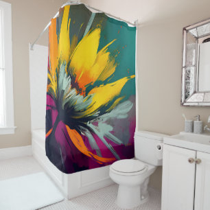 Rideaux De Douche Une odyssée florale – Fleur expressive en mouvemen