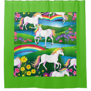 Rideaux De Douche Unicorn Arc-en-ciel paysage deux