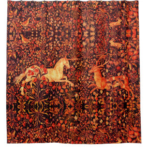 Rideaux De Douche UNICORN ET CERFS, FLEURS, ANIMAUX FORESTIERS Flora