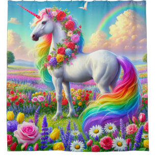Rideaux De Douche Unicorne arc-en-ciel