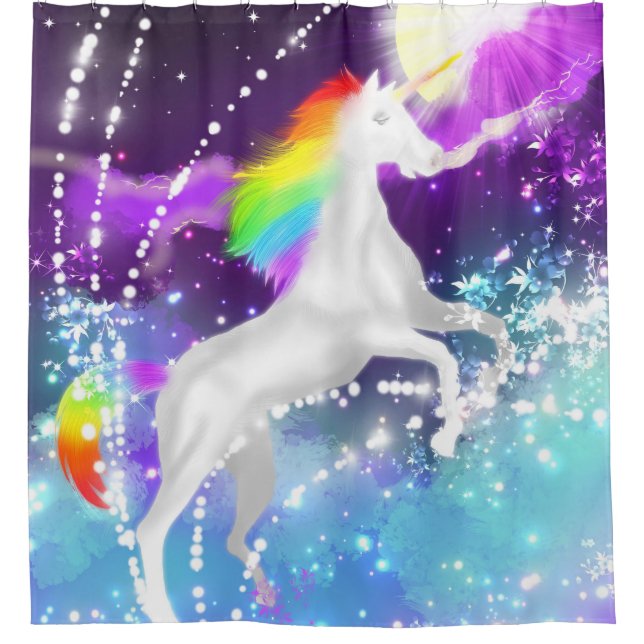 Rideaux De Douche Unicorne arc-en-ciel (Devant)