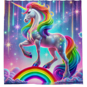 Rideaux De Douche Unicorne arc-en-ciel