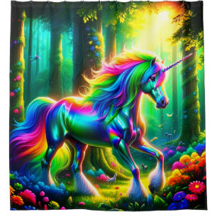 Rideaux De Douche Unicorne arc-en-ciel