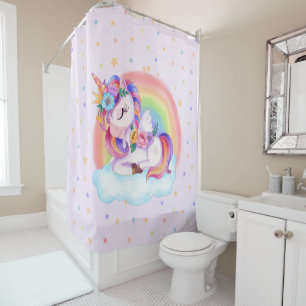 Rideaux De Douche Unicorne colorée mignonne arc-en-ciel
