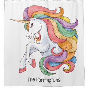 Rideaux De Douche Unicorne couleur et texte personnalisé