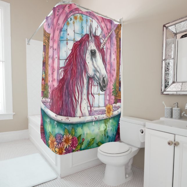 Rideaux De Douche Unicorne dans la baignoire (En situation)