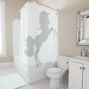 Rideaux De Douche Unicorne dans la silhouette de l'ombre de douche