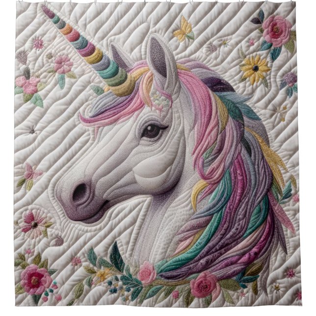 Rideaux De Douche Unicorne quadrillée (Devant)