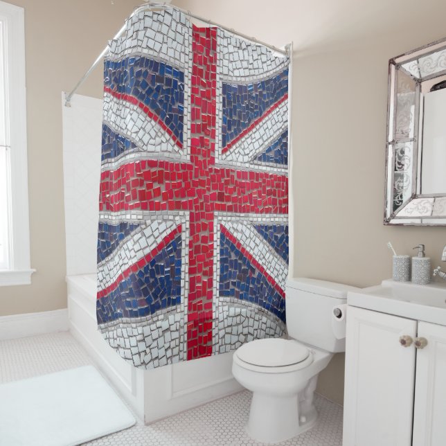 Rideaux De Douche Union Jack en mosaïque (En situation)