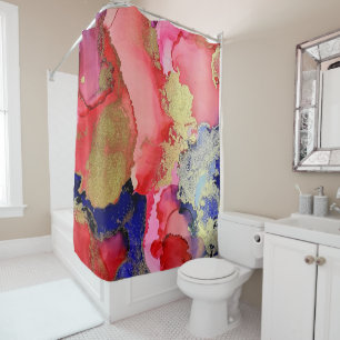 Rideaux De Douche Unique rouge rose violet or métal