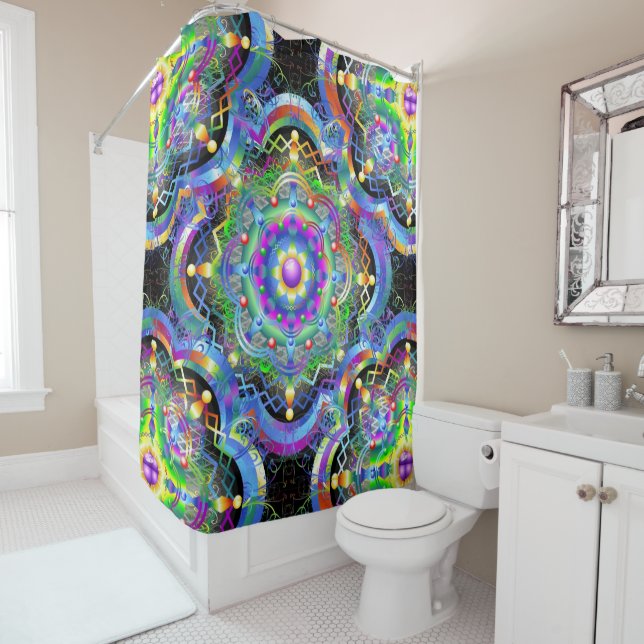 Rideaux De Douche Univers Mandala Couleurs Psychédéliques (En situation)