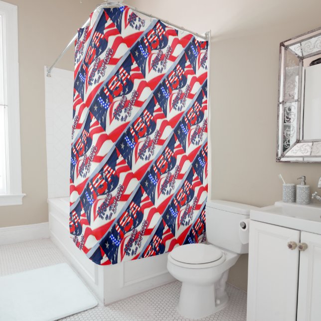 Rideaux De Douche USA Accueil du Brave Flag (En situation)