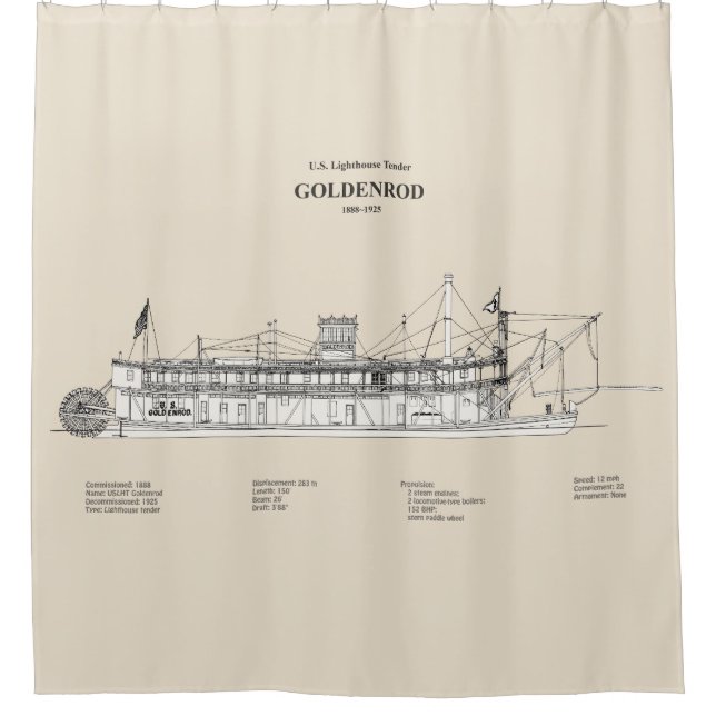 Rideaux De Douche USCG Lighthouse Tender Goldenrod - SBD (Devant)