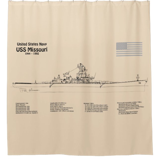 Rideaux De Douche USS Missouri - Plan directeur des navires SD (Devant)