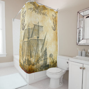 Rideaux De Douche v combiné nautique vintage 6