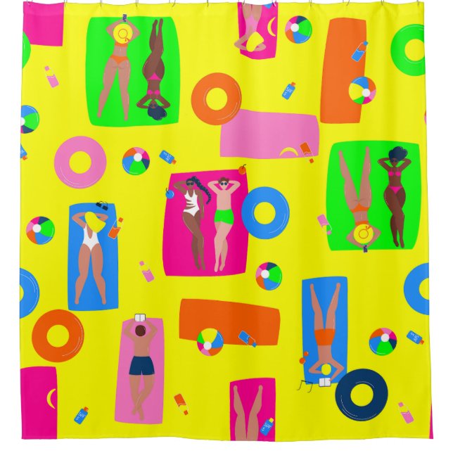 Rideaux De Douche vacances d'été plage ensoleillement gens (Devant)