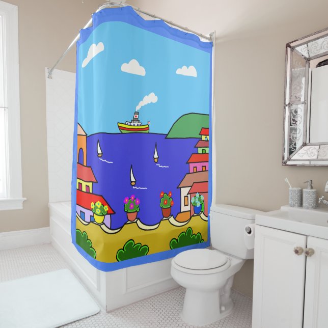 Rideaux De Douche Vacances méditerranéennes (En situation)