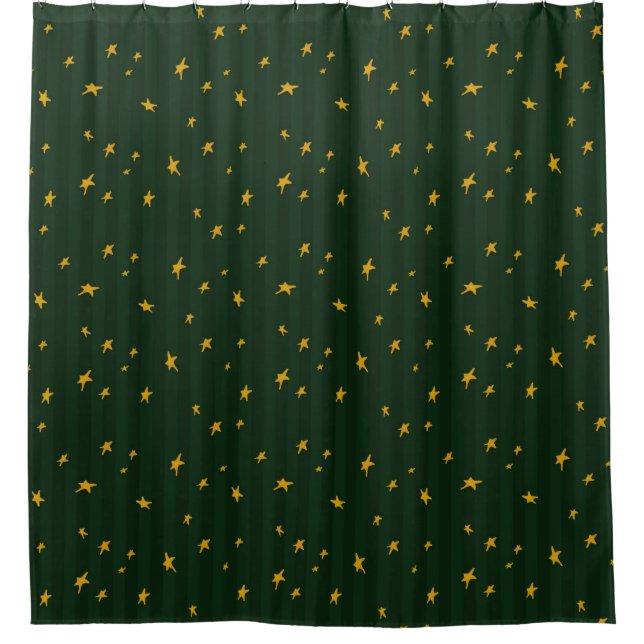 Rideaux De Douche Vacances Vert Jaune Rayure Étoile Noël  (Devant)