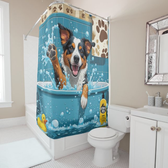 Rideaux De Douche Vache australienne endormie mignonne drôle (En situation)