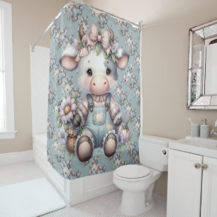 Rideaux De Douche Vache Bébé mignonne Pastel dans les salons avec fl