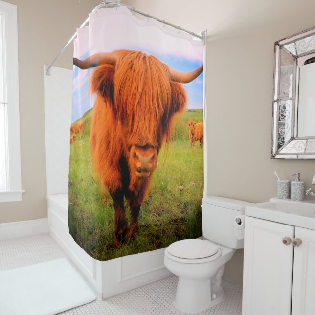 Rideaux De Douche Vache écossaise des Highlands (En situation)