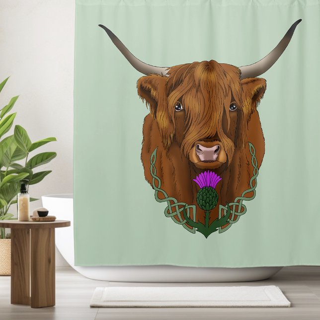 Rideaux De Douche Vache Écossaise des Highlands Thistle Celtique Vio (Créateur téléchargé)