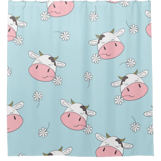 Rideaux De Douche Vaches mignonnes sans couture motif. dossier enfan (Devant)