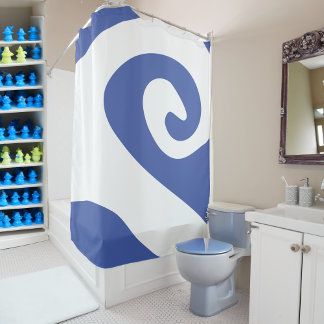 Rideaux De Douche Vague bleue et blanche moyenne