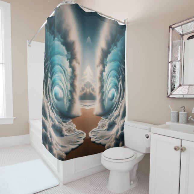 Rideaux De Douche Vague cardiaque (En situation)