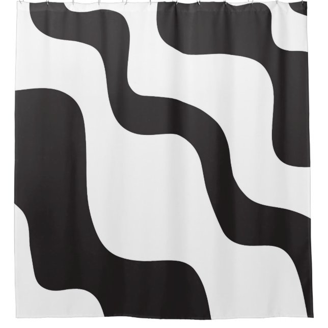 Rideaux De Douche Vague noir et blanc Art moderne abstrait Chic (Devant)