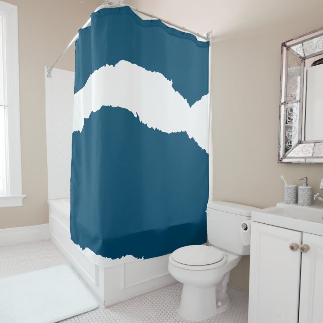 Rideaux De Douche Vague océan bleu déchiré (En situation)