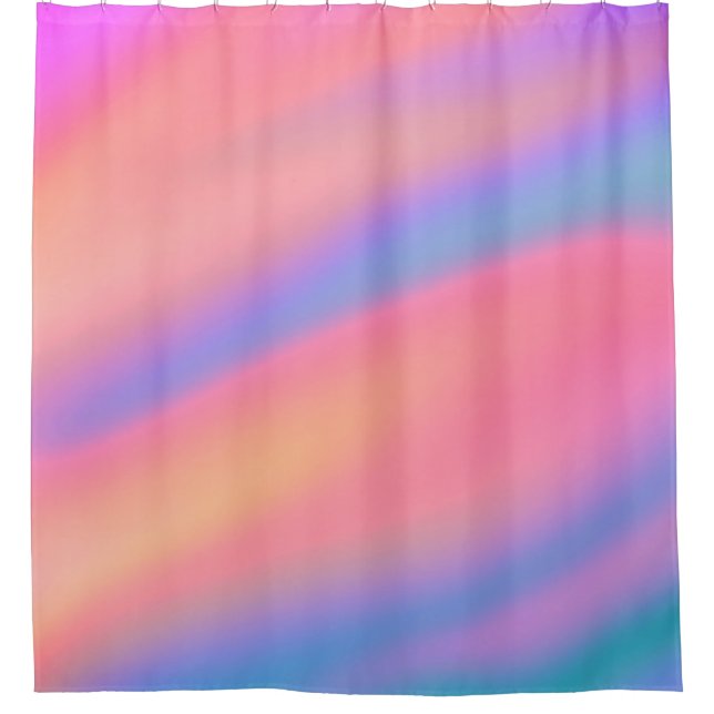 Rideaux De Douche Vagues abstraites roses bleues vertes tendance uni (Devant)