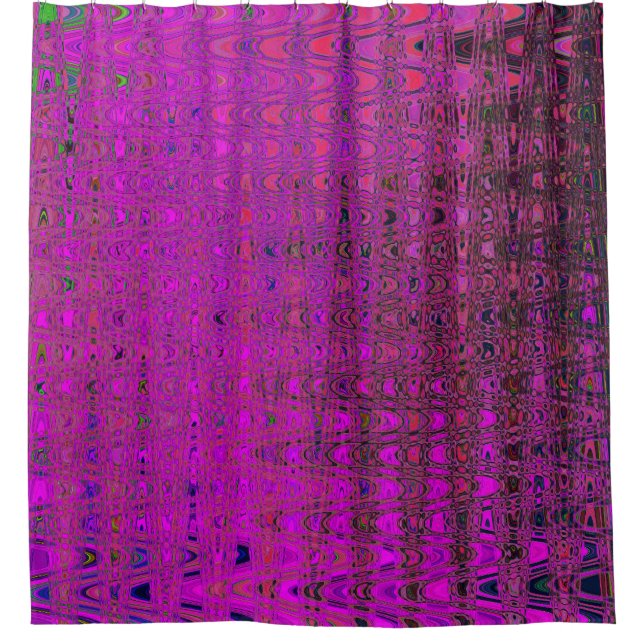 Rideaux De Douche Vagues de Boomerang Rétro Magenta Abstraites (Devant)
