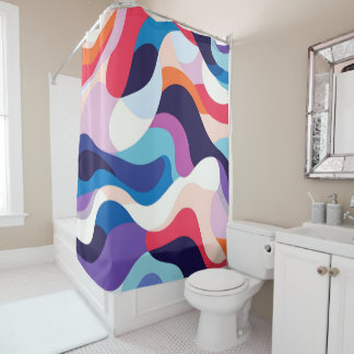 Rideaux De Douche Vagues de flux abstrait 4