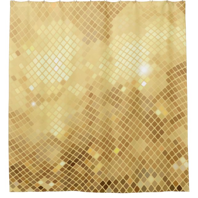 Rideaux De Douche Vagues d'or chatoyantes : Texture mosaïque (Devant)