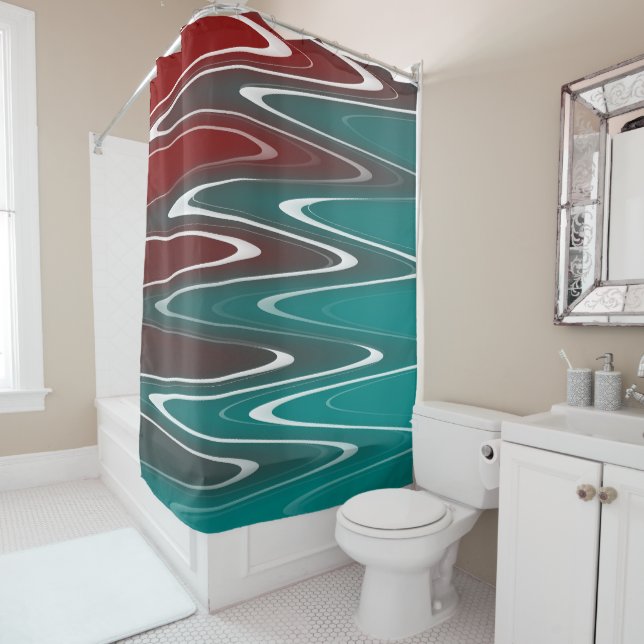 Rideaux De Douche Vagues en blanc (En situation)
