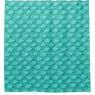 Rideaux De Douche Vagues japonaises vintages, turquoise et Aqua