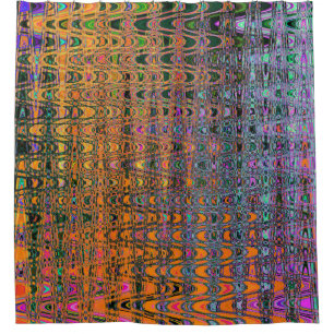 Rideaux De Douche Vagues Orange Abstrait et Aqua Retro Boomerang