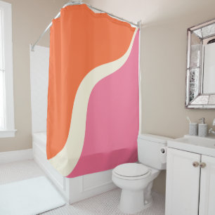 Rideaux De Douche Vagues simples 3 - rose, orange et crème